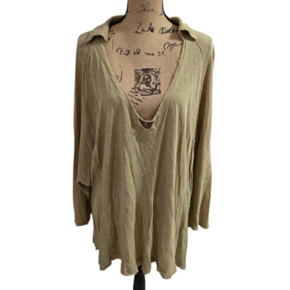 We the Free Free People Wheat‎ Collared Oversized Tunic Size Medium